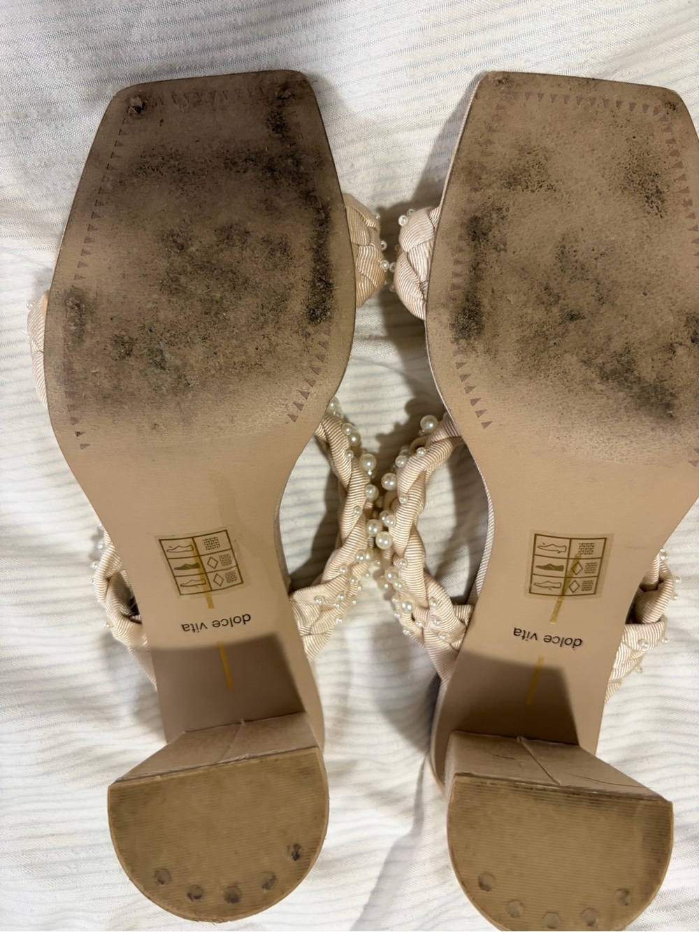 Dolce Vita Braided Pearl-Trim Slide Sandals — Blush Beige - Picture 5 of 5